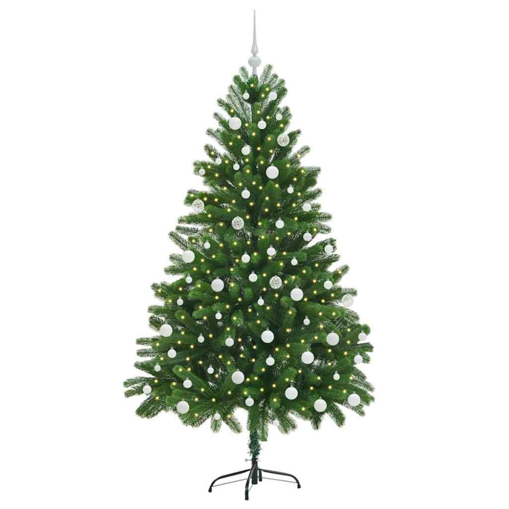 Produktbild för Julgran med 300 LED-lampor med stativ Grön 180 cm PE