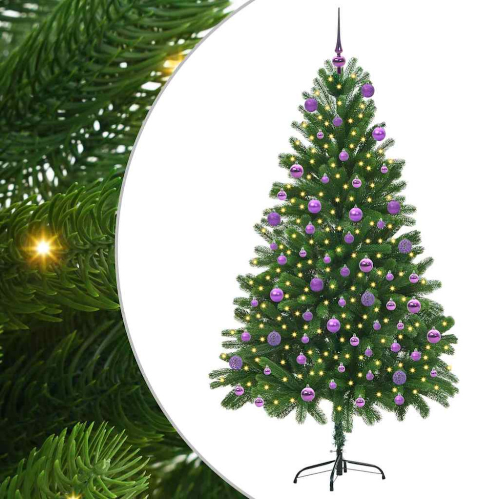 Produktbild för Julgran med 300 LED-lampor med stativ Grön 180 cm PE