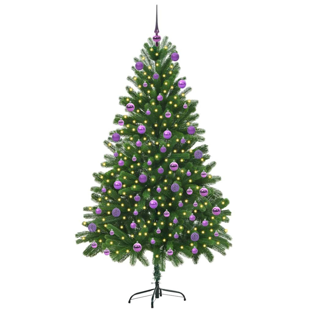 Produktbild för Julgran med 300 LED-lampor med stativ Grön 180 cm PE