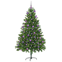 Produktbild för Julgran med 300 LED-lampor med stativ Grön 180 cm PE