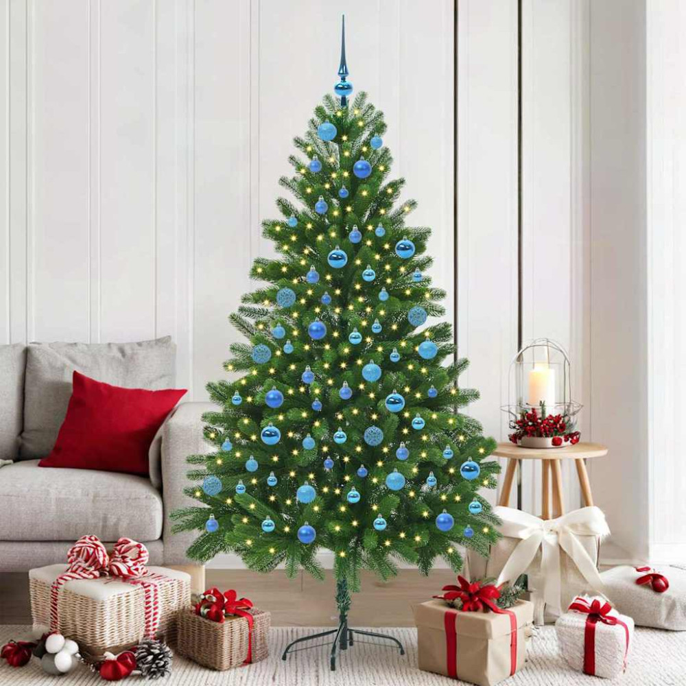 Produktbild för Julgran med 300 LED-lampor med stativ Grön 180 cm PE