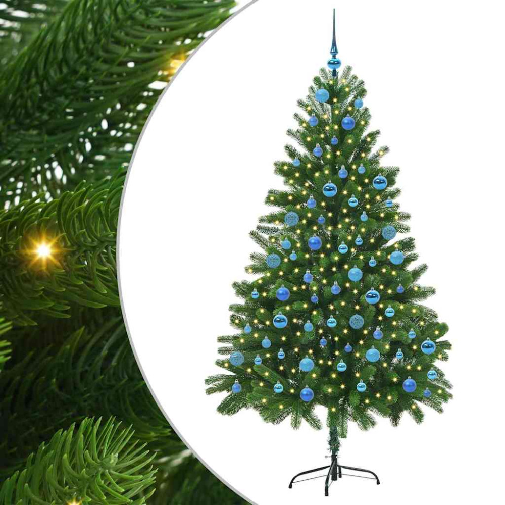 Produktbild för Julgran med 300 LED-lampor med stativ Grön 180 cm PE