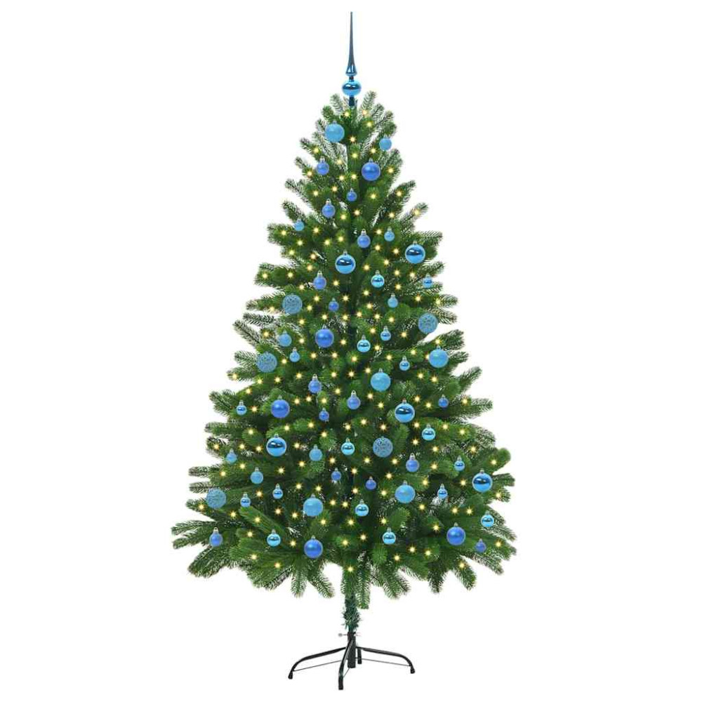 Produktbild för Julgran med 300 LED-lampor med stativ Grön 180 cm PE