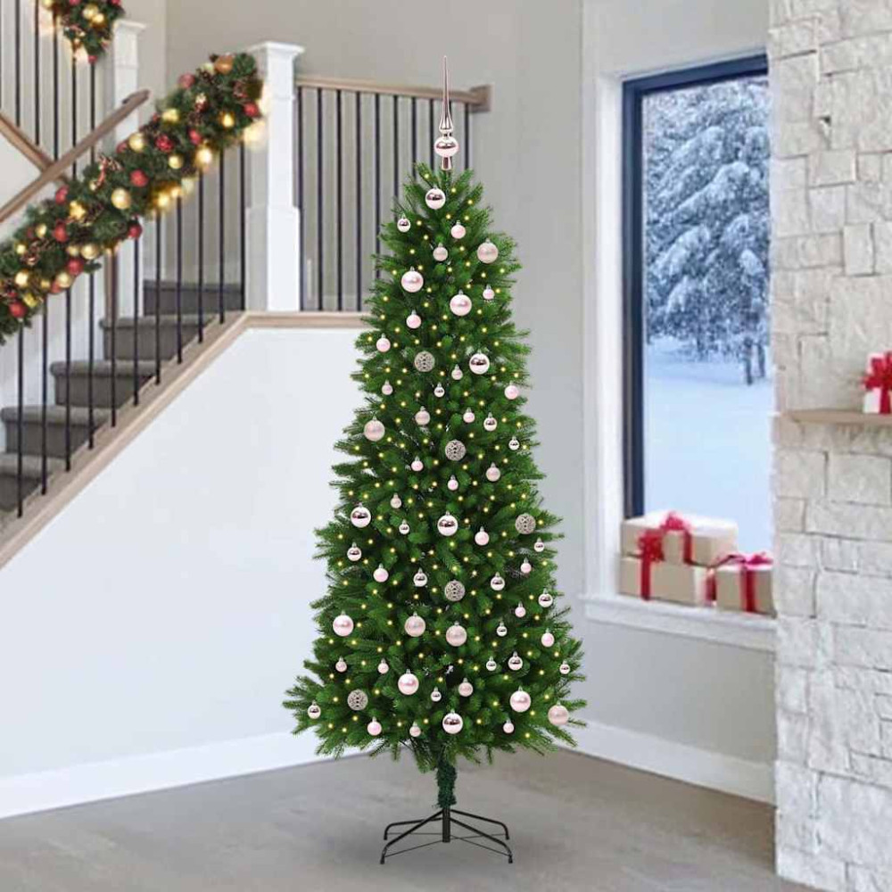 Produktbild för Julgran med 300 LED-lampor med stativ Grön 240 cm PE