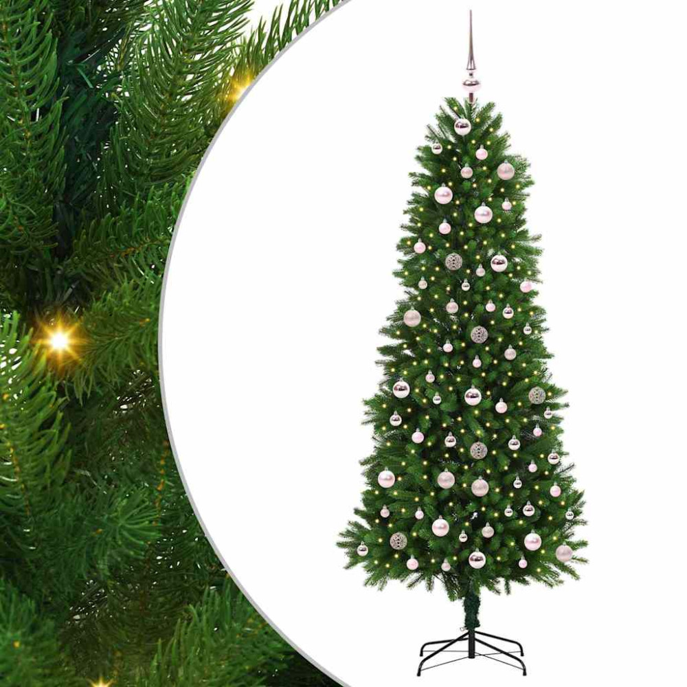 Produktbild för Julgran med 300 LED-lampor med stativ Grön 240 cm PE