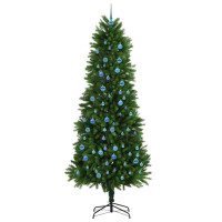 Produktbild för Julgran med 300 LED-lampor med stativ Grön 240 cm PE