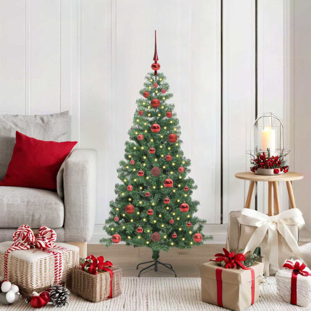Produktbild för Julgran med 150 LED-lampor med stativ Grön 120 cm PVC