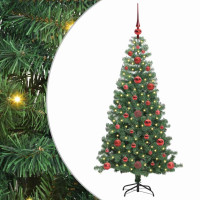 Produktbild för Julgran med 150 LED-lampor med stativ Grön 120 cm PVC
