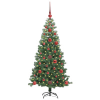 Produktbild för Julgran med 150 LED-lampor med stativ Grön 120 cm PVC