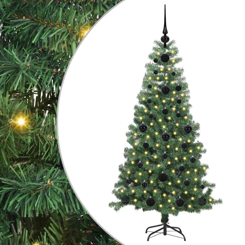 Produktbild för Julgran med 150 LED-lampor med stativ Grön 120 cm PVC