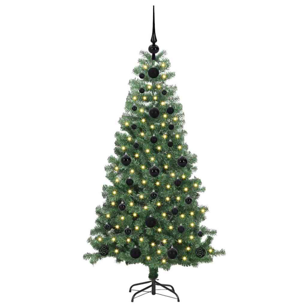 Produktbild för Julgran med 150 LED-lampor med stativ Grön 120 cm PVC