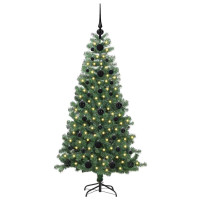 Produktbild för Julgran med 150 LED-lampor med stativ Grön 120 cm PVC