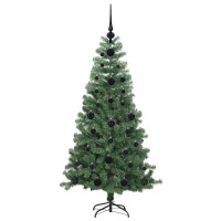 Produktbild för Julgran med 150 LED-lampor med stativ Grön 120 cm PVC