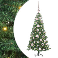 Produktbild för Julgran med 150 LED-lampor med stativ Grön 120 cm PVC