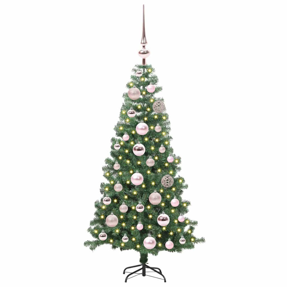 Produktbild för Julgran med 150 LED-lampor med stativ Grön 120 cm PVC