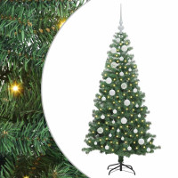 Produktbild för Julgran med 150 LED-lampor med stativ Grön 120 cm PVC