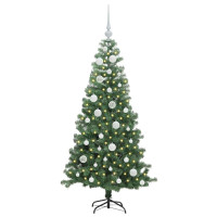 Produktbild för Julgran med 150 LED-lampor med stativ Grön 120 cm PVC