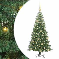 Produktbild för Julgran med 150 LED-lampor med stativ Grön 120 cm PVC