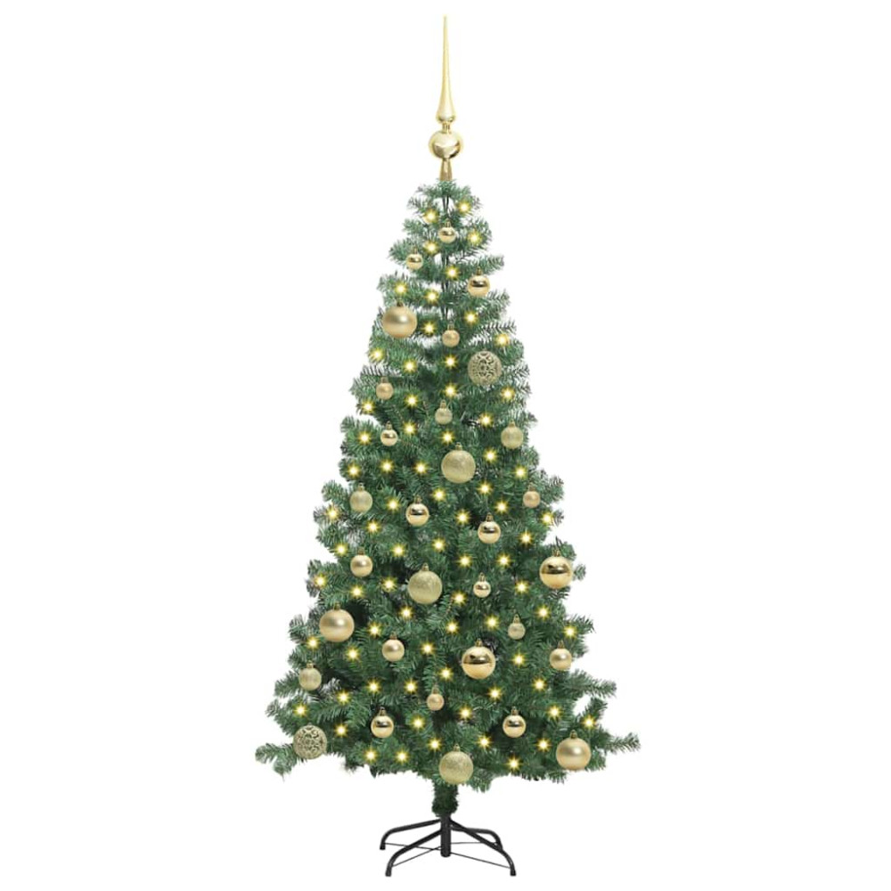 Produktbild för Julgran med 150 LED-lampor med stativ Grön 120 cm PVC