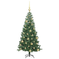 Produktbild för Julgran med 150 LED-lampor med stativ Grön 120 cm PVC