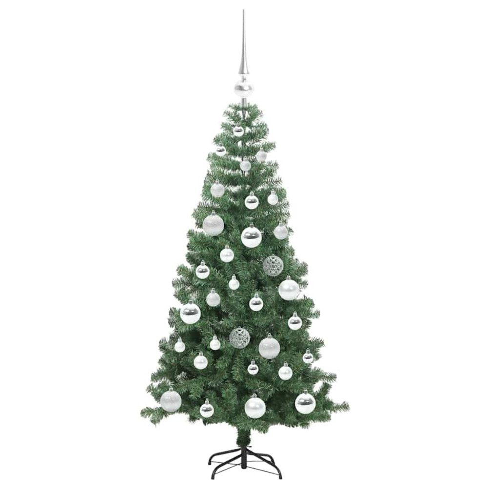 Produktbild för Julgran med 150 LED-lampor med stativ Grön 120 cm PVC