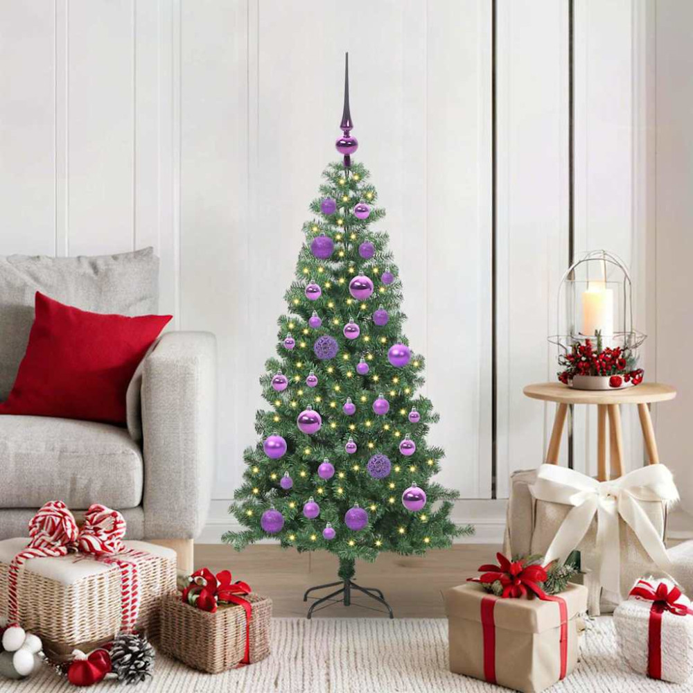 Produktbild för Julgran med 150 LED-lampor med stativ Grön 120 cm PVC