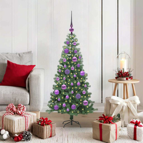 vidaXL Julgran med 150 LED-lampor med stativ Grön 120 cm PVC