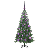 Produktbild för Julgran med 150 LED-lampor med stativ Grön 120 cm PVC
