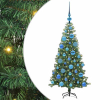 Produktbild för Julgran med 150 LED-lampor med stativ Grön 120 cm PVC