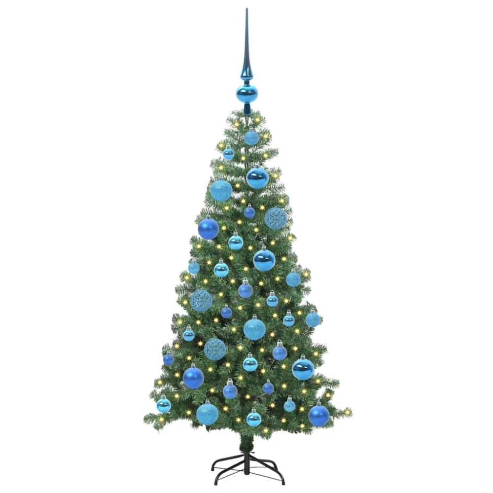 Produktbild för Julgran med 150 LED-lampor med stativ Grön 120 cm PVC