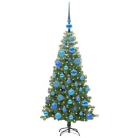 Produktbild för Julgran med 150 LED-lampor med stativ Grön 120 cm PVC