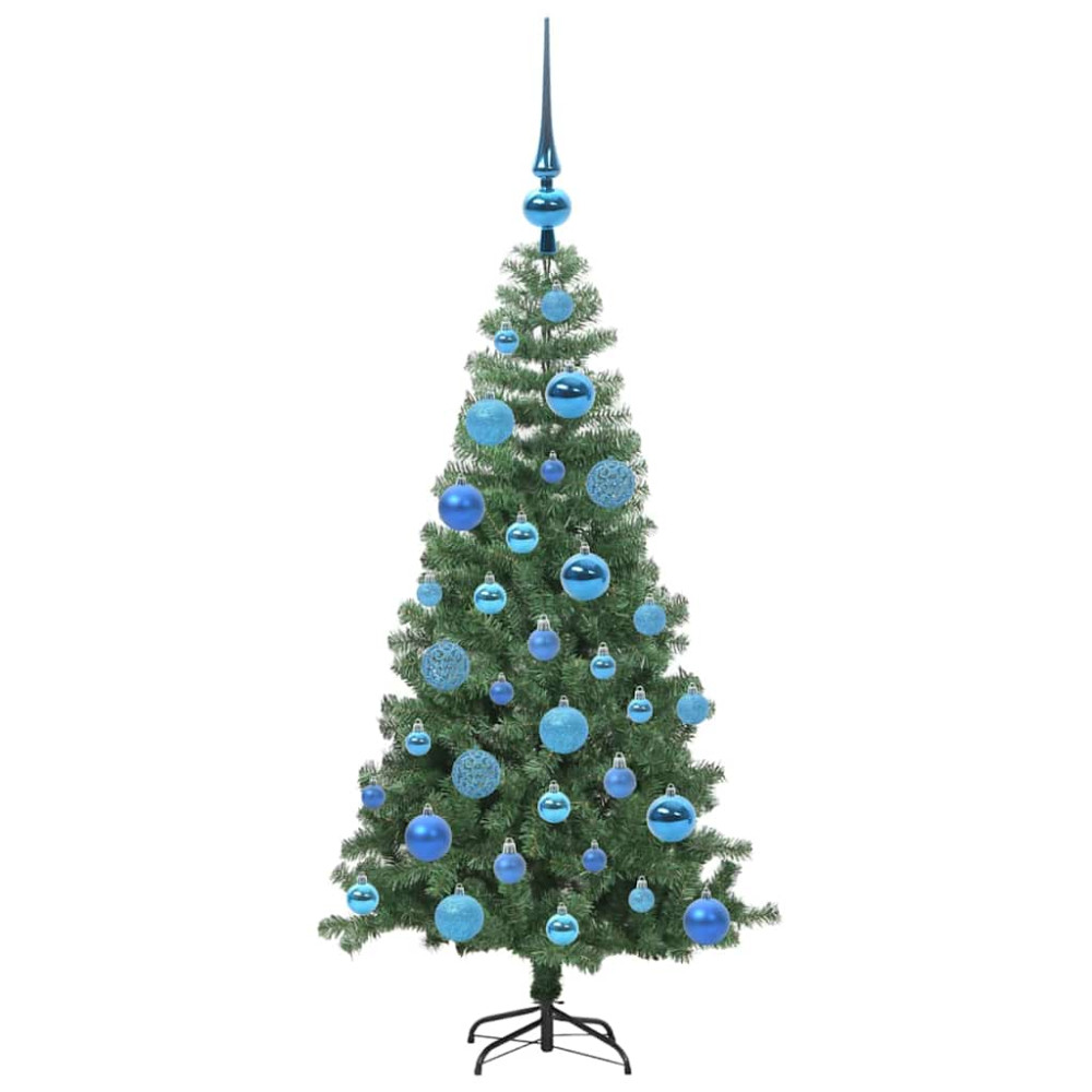 Produktbild för Julgran med 150 LED-lampor med stativ Grön 120 cm PVC