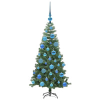 Produktbild för Julgran med 150 LED-lampor med stativ Grön 120 cm PVC