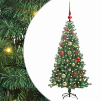 Produktbild för Julgran med 150 LED-lampor med stativ Grön 120 cm PVC