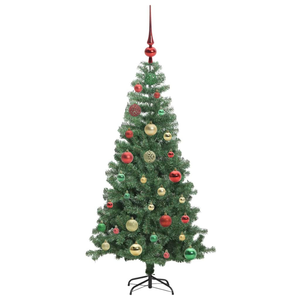 Produktbild för Julgran med 150 LED-lampor med stativ Grön 120 cm PVC