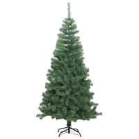Produktbild för Julgran med 150 LED-lampor med stativ Grön 120 cm PVC