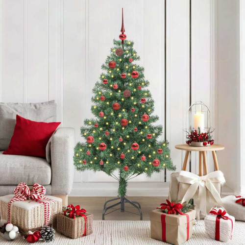 vidaXL Julgran med 150 LED-lampor med stativ Grön 150 cm PVC