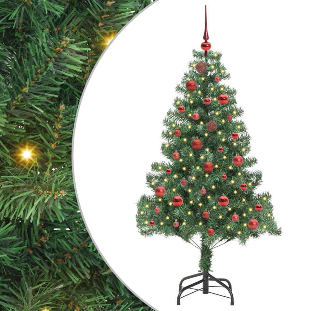 Produktbild för Julgran med 150 LED-lampor med stativ Grön 150 cm PVC
