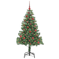 Produktbild för Julgran med 150 LED-lampor med stativ Grön 150 cm PVC
