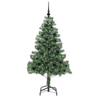 Produktbild för Julgran med 150 LED-lampor med stativ Grön 150 cm PVC