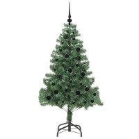 Produktbild för Julgran med 150 LED-lampor med stativ Grön 150 cm PVC