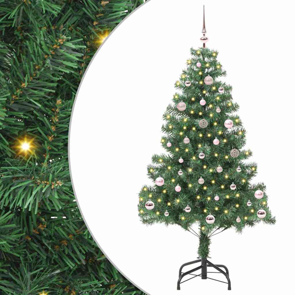 Produktbild för Julgran med 150 LED-lampor med stativ Grön 150 cm PVC