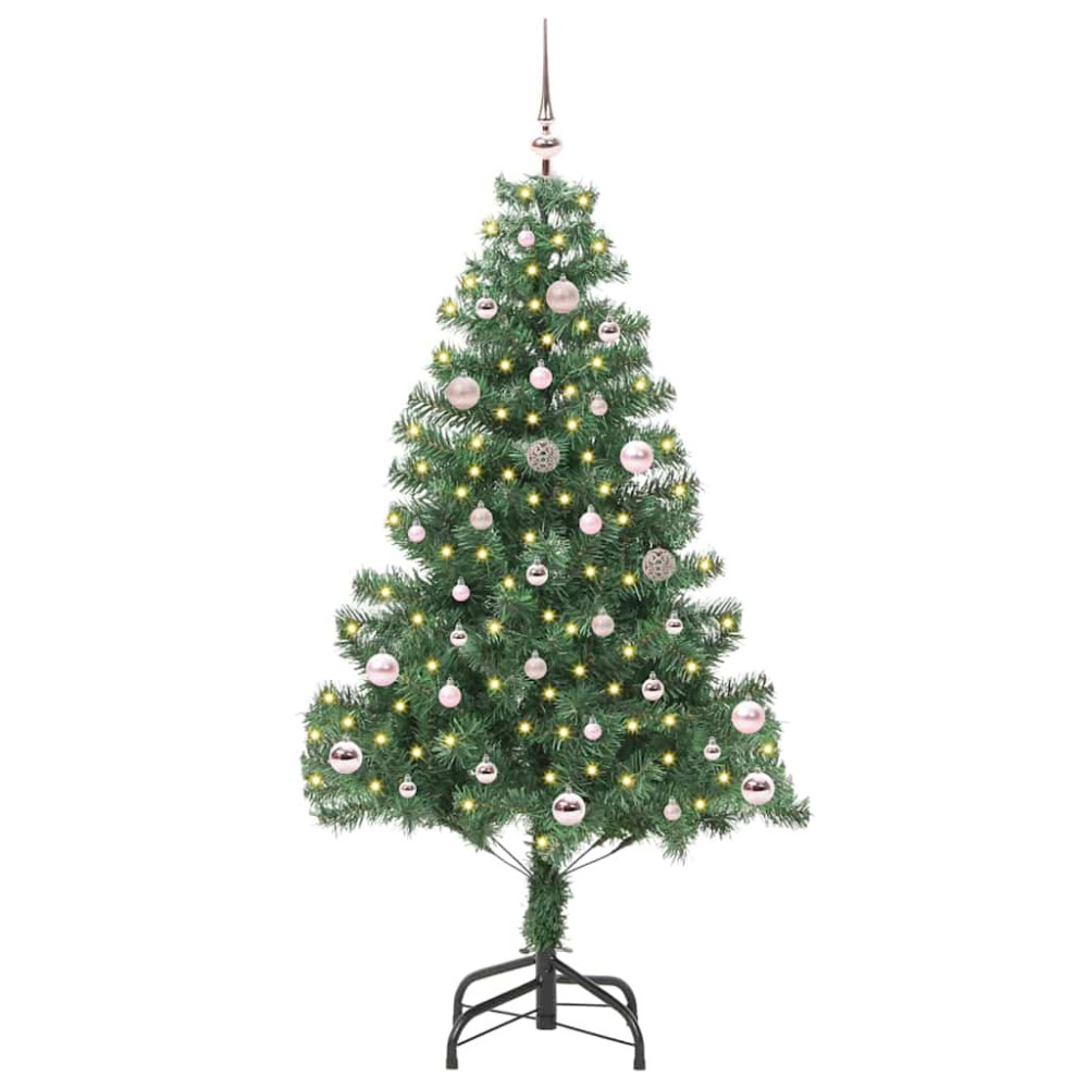 Produktbild för Julgran med 150 LED-lampor med stativ Grön 150 cm PVC