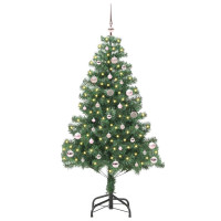 Produktbild för Julgran med 150 LED-lampor med stativ Grön 150 cm PVC
