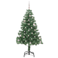 Produktbild för Julgran med 150 LED-lampor med stativ Grön 150 cm PVC