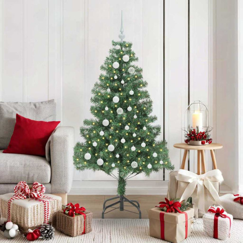 vidaXL Julgran med 150 LED-lampor med stativ Grön 150 cm PVC