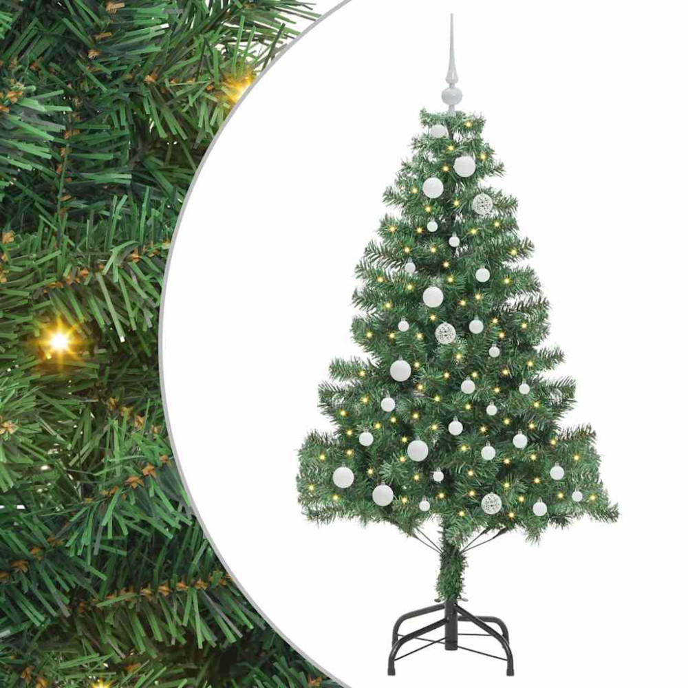 Produktbild för Julgran med 150 LED-lampor med stativ Grön 150 cm PVC