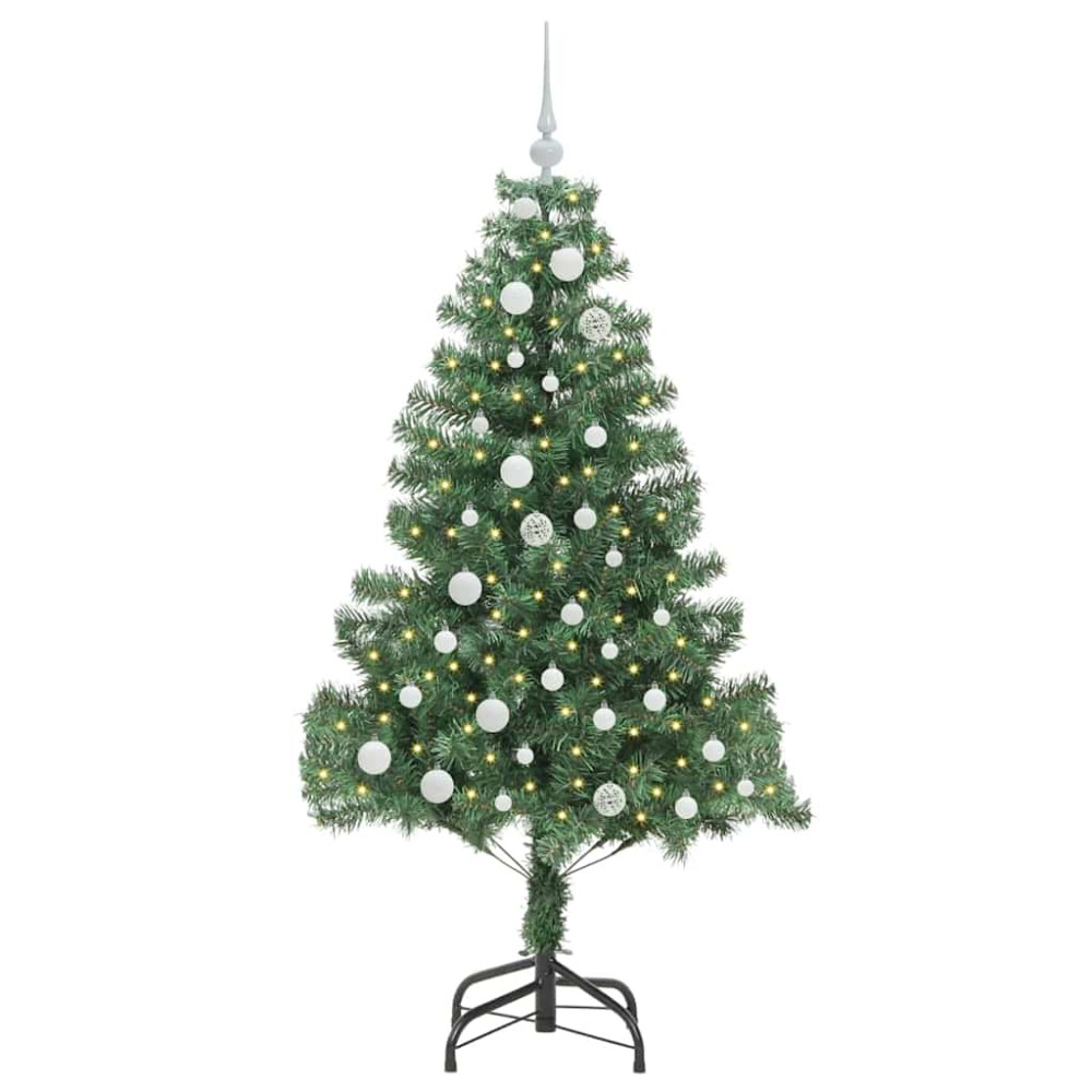 Produktbild för Julgran med 150 LED-lampor med stativ Grön 150 cm PVC