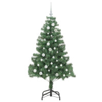 Produktbild för Julgran med 150 LED-lampor med stativ Grön 150 cm PVC