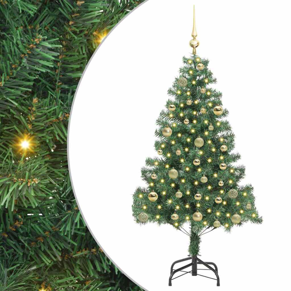 Produktbild för Julgran med 150 LED-lampor med stativ Grön 150 cm PVC
